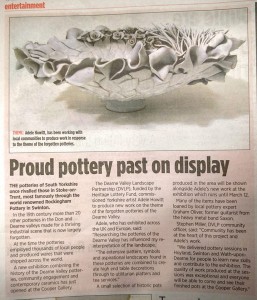 newspaper clipping of FP in the Barnsley Chronicle with Adele's landscape plate